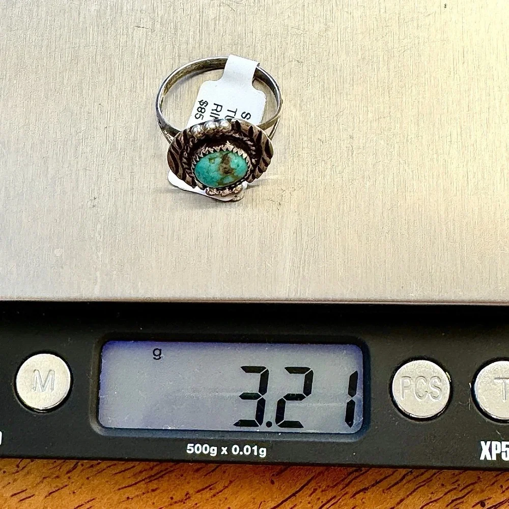 Navajo Nugget Turquoise Ring Sz 8 Sterling F Martinez Native Amircan